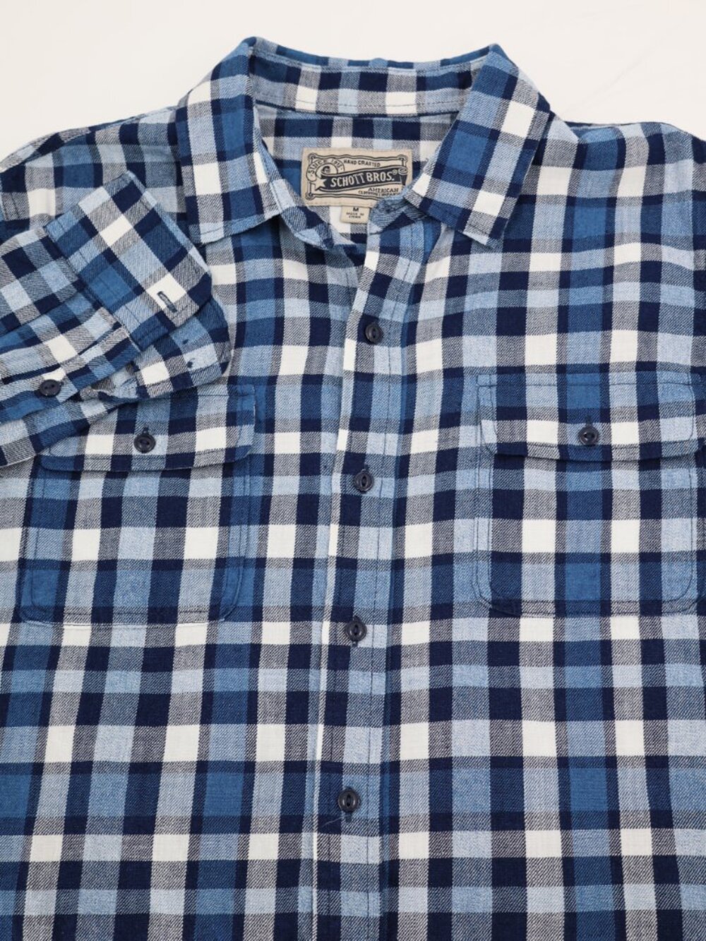Schott Bros Shirt Mens Medium Plaid Button Down Long Sleeve Workwear lightweight